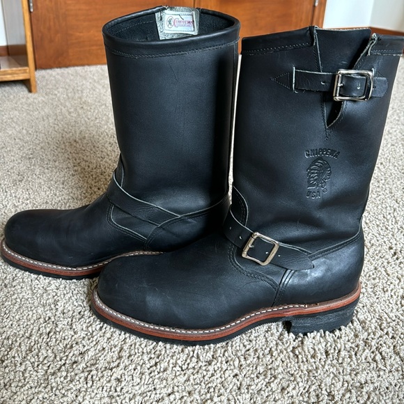 CHIPPEWA USA MADE 27899 Black Leather Steel Toe Motorcycle Engineer Boot - Picture 1 of 5